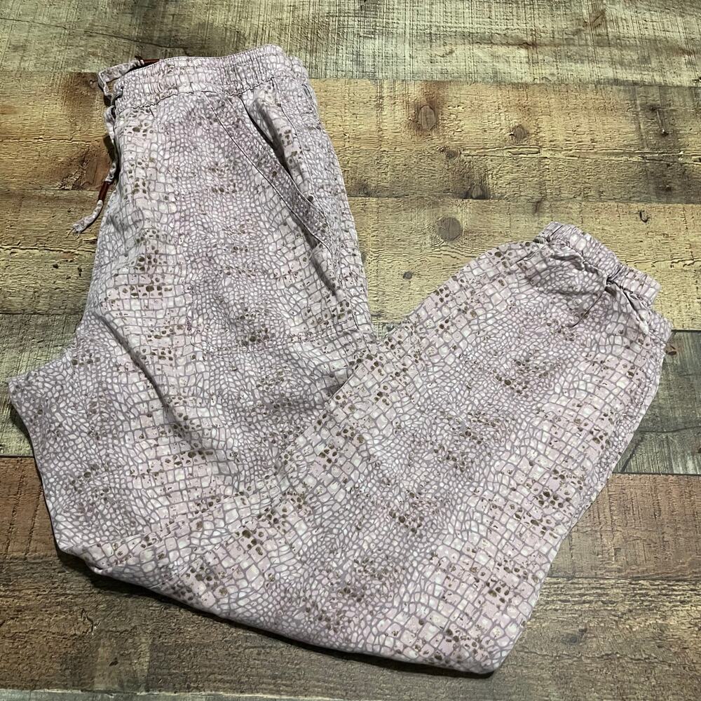 Anthropologie | Women's Pink Purple Reptile Pattern Festival Jogger Pants Sz S